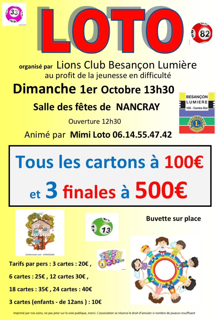SUPER LOTO LIONS CLUB BESANCON LUMIERE